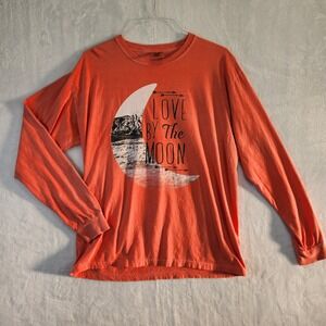 Comfort Colors Love‎ By The Moon Graphic Long Sleeve TShirt Large Orange Garment